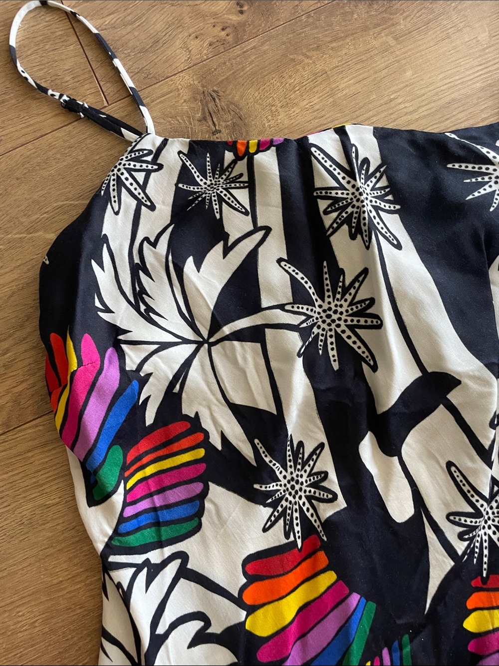 FARM Rio Black Maxi Dress with Cream Floral and Rainbow Motifs - Picture 3 of 6
